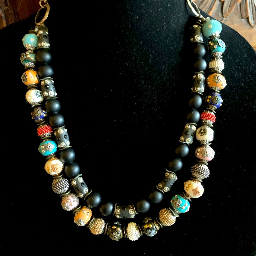 Combination of colored bead necklace